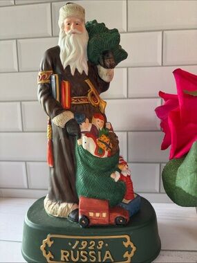 Santa Figurine Holiday Decoration with Toy Sack Russian